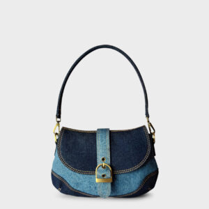 Dual-Tone Denim Moon Sling Bag