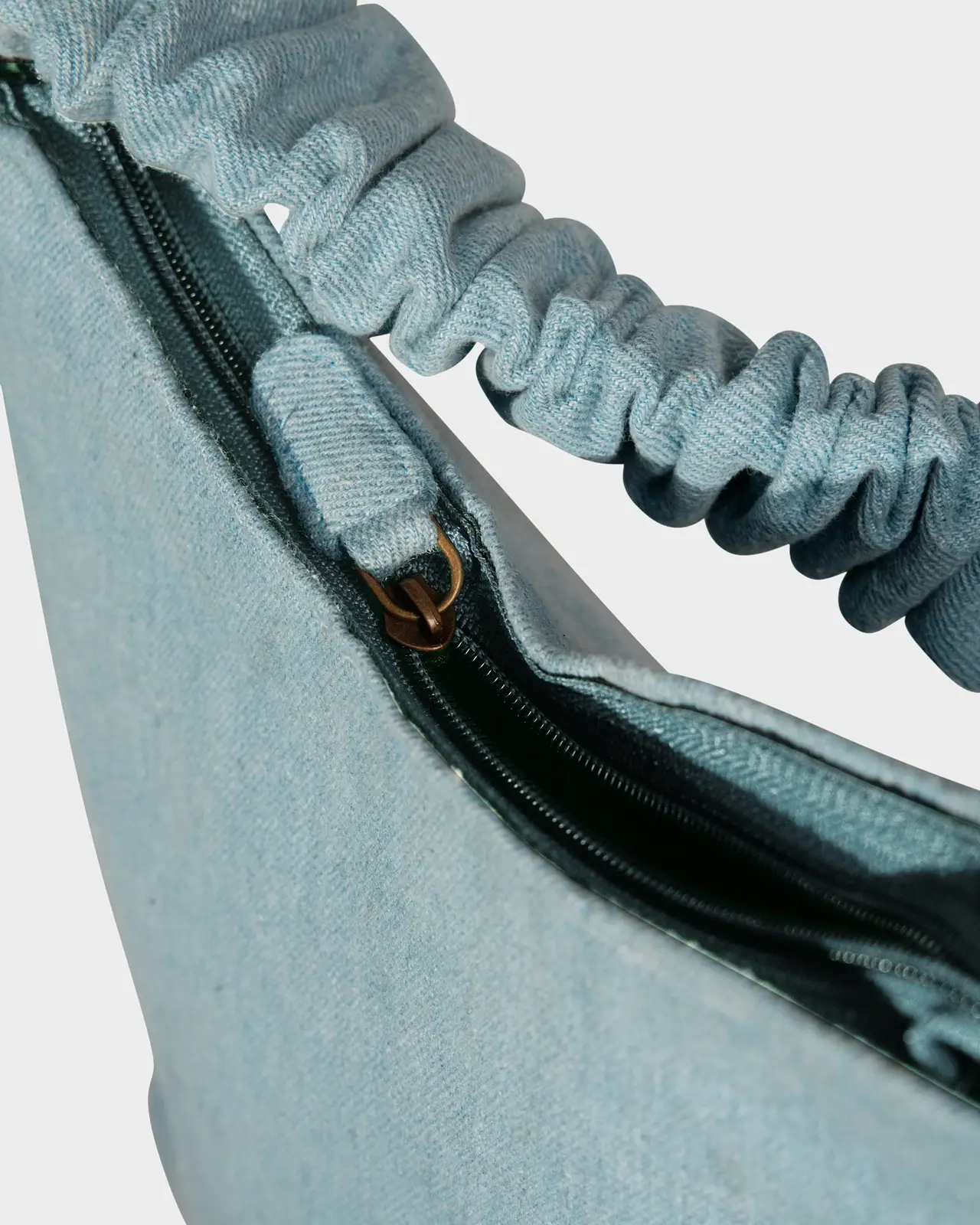 Denim Scrunchy Sky Blue Denim Shoulder Bag - Image 3
